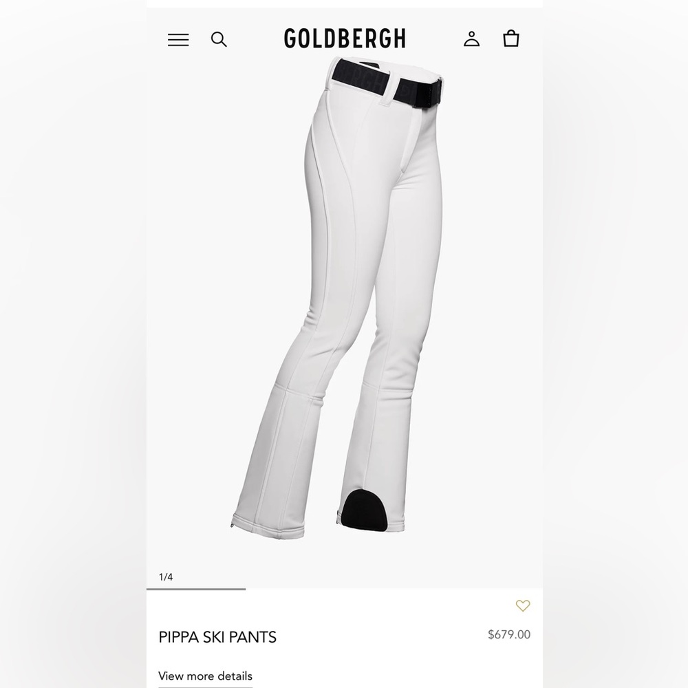 Goldbergh Pippa Ski White Flare Pants Women size 10.
